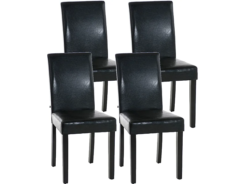 4er Set Esszimmerstuhl - Kunstleder & schwarz - schwarz - Ina