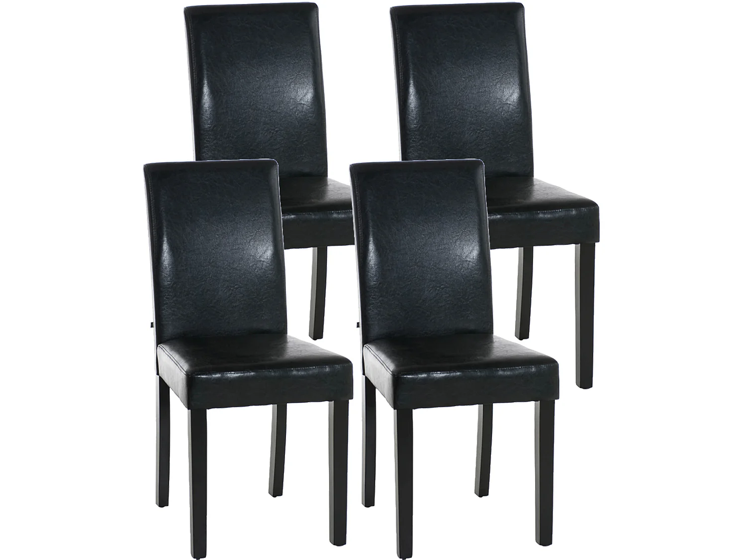 Lot de 4  chaise salle à manger - Similicuir & Noir - Noir - Ina