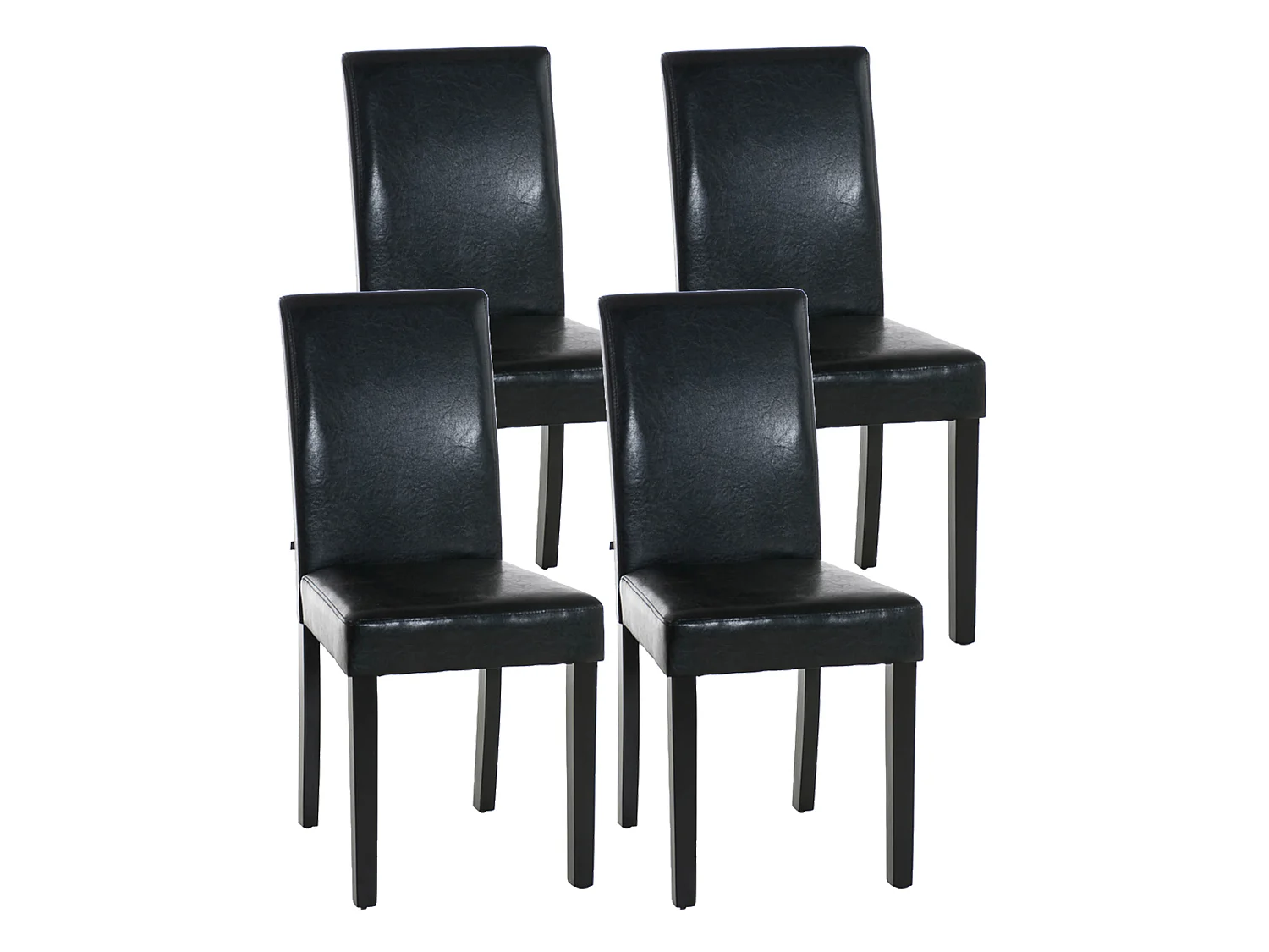 Lot de 4  chaise salle à manger - Similicuir & Noir - Noir - Ina