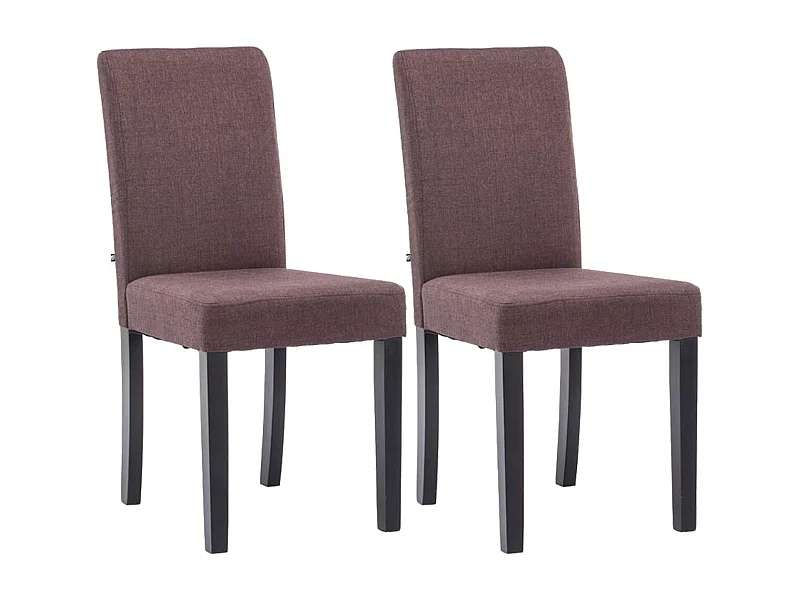 Lot de 2  chaise salle à manger - Tissu & Noir - Marron - Ina