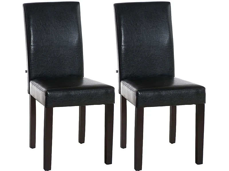 2er Set Esszimmerstuhl - Kunstleder & dunkelbraun - braun - Ina