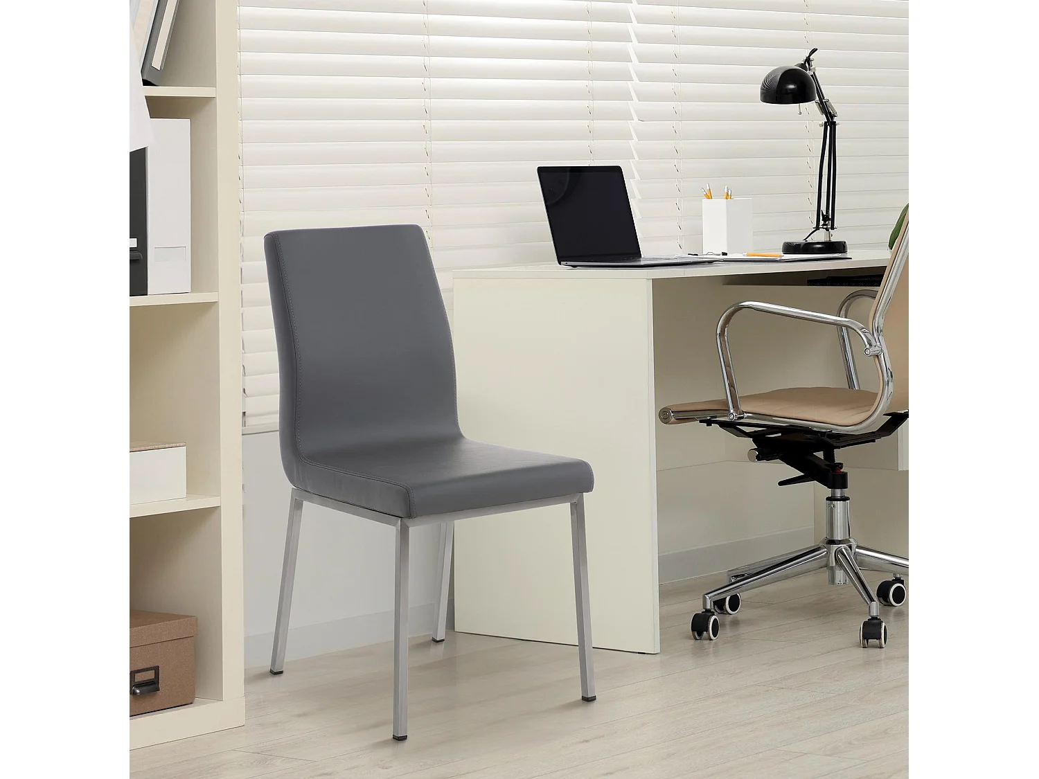 Eetkamerstoelen - Kunstleer - grijs - Colmar