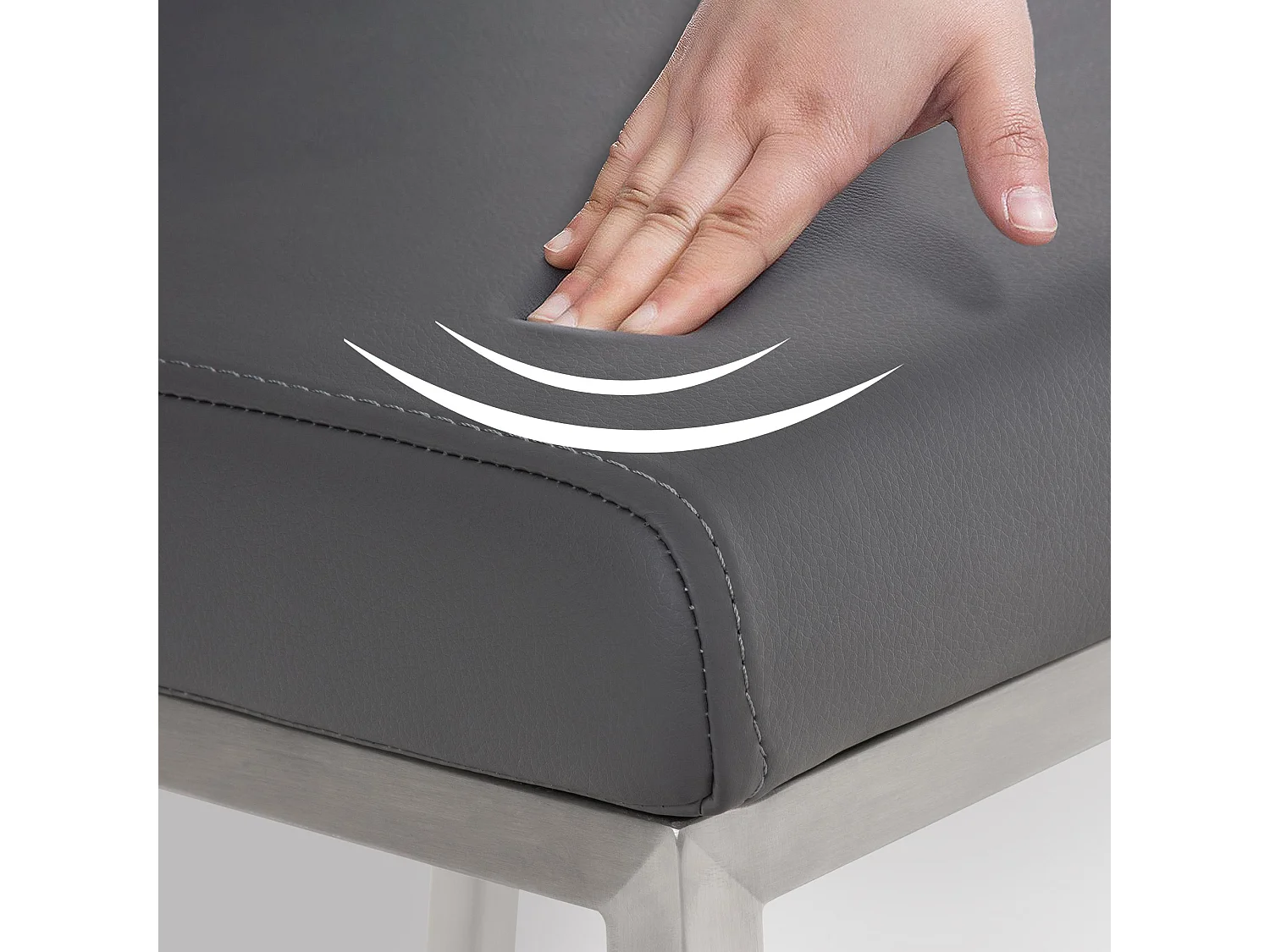 chaise salle à manger - Similicuir & Acier inoxydable - Gris - Colmar