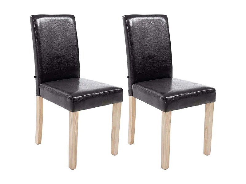 Lot de 2  chaise salle à manger - Similicuir & Nature - Marron - Ina