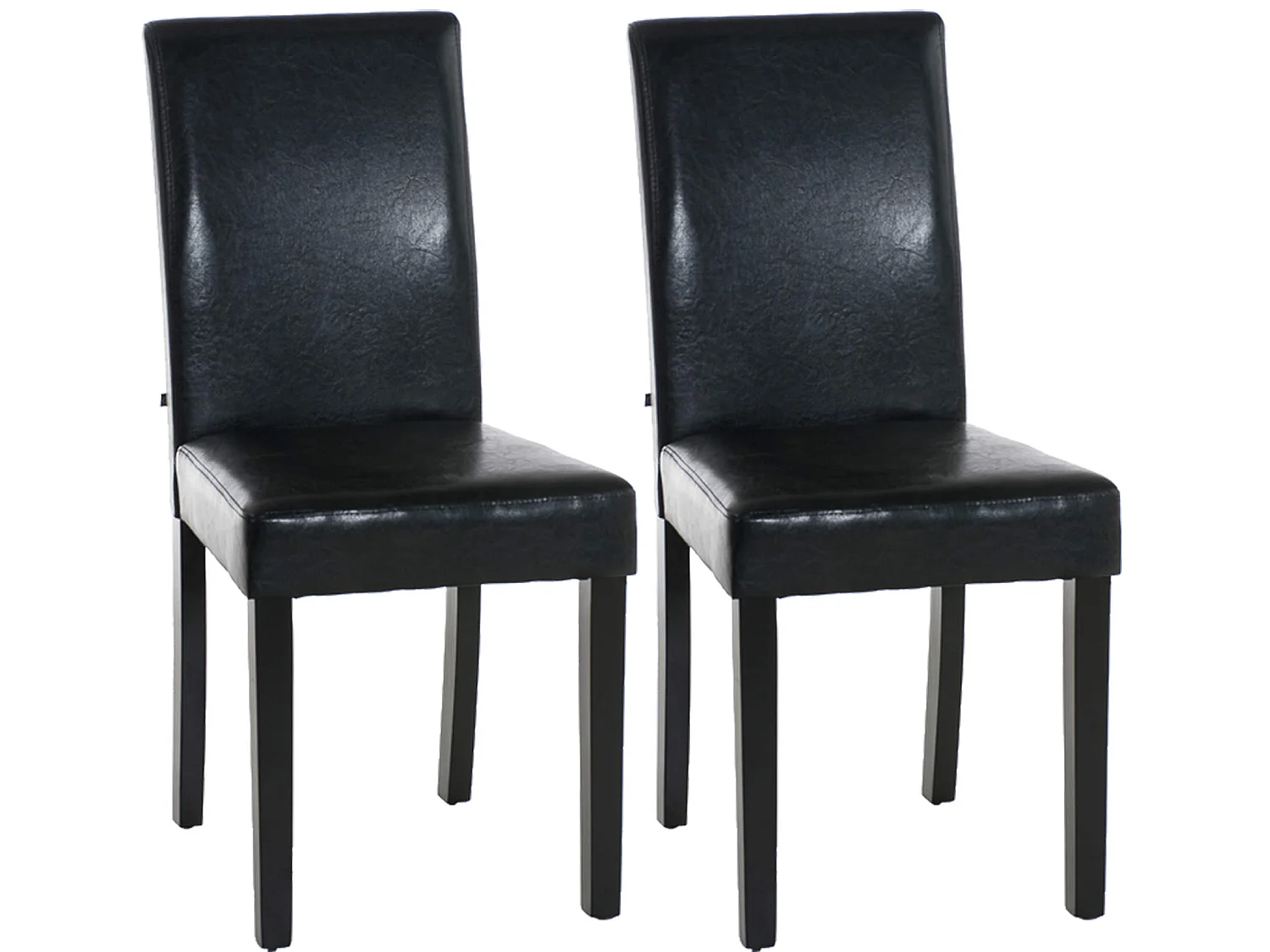 Lot de 2  chaise salle à manger - Similicuir & Noir - Noir - Ina