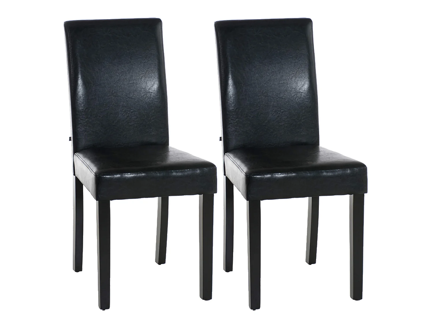 Lot de 2  chaise salle à manger - Similicuir & Noir - Noir - Ina