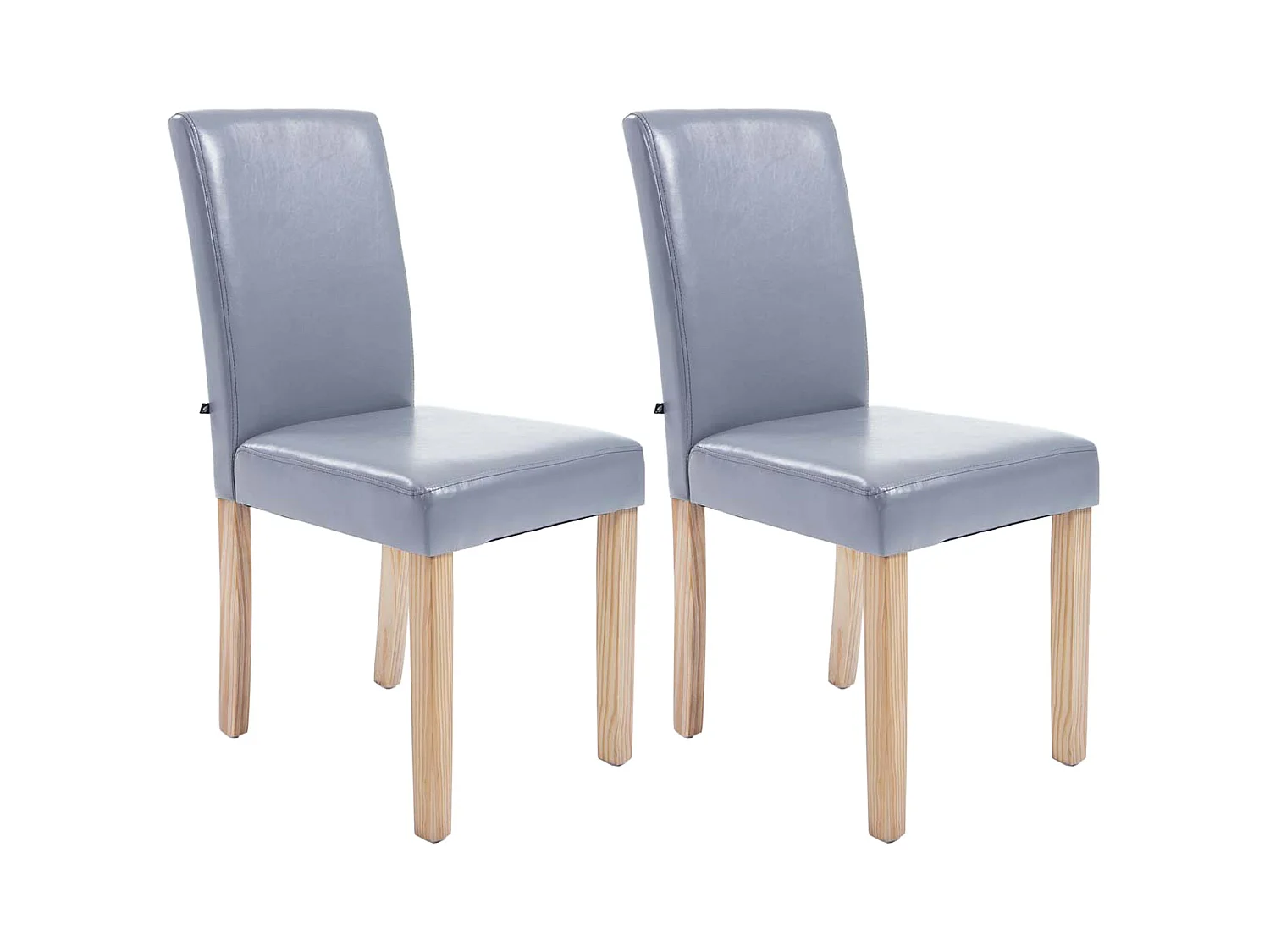 Lot de 2  chaise salle à manger - Similicuir & Nature - Gris - Ina