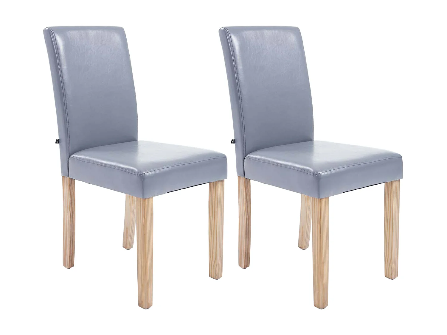 Lot de 2  chaise salle à manger - Similicuir & Nature - Gris - Ina