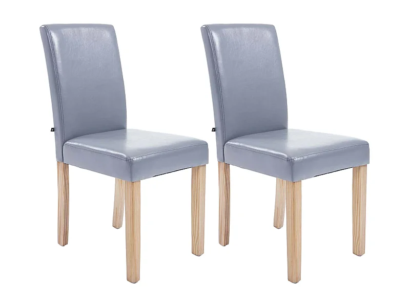 Lot de 2  chaise salle à manger - Similicuir & Nature - Gris - Ina