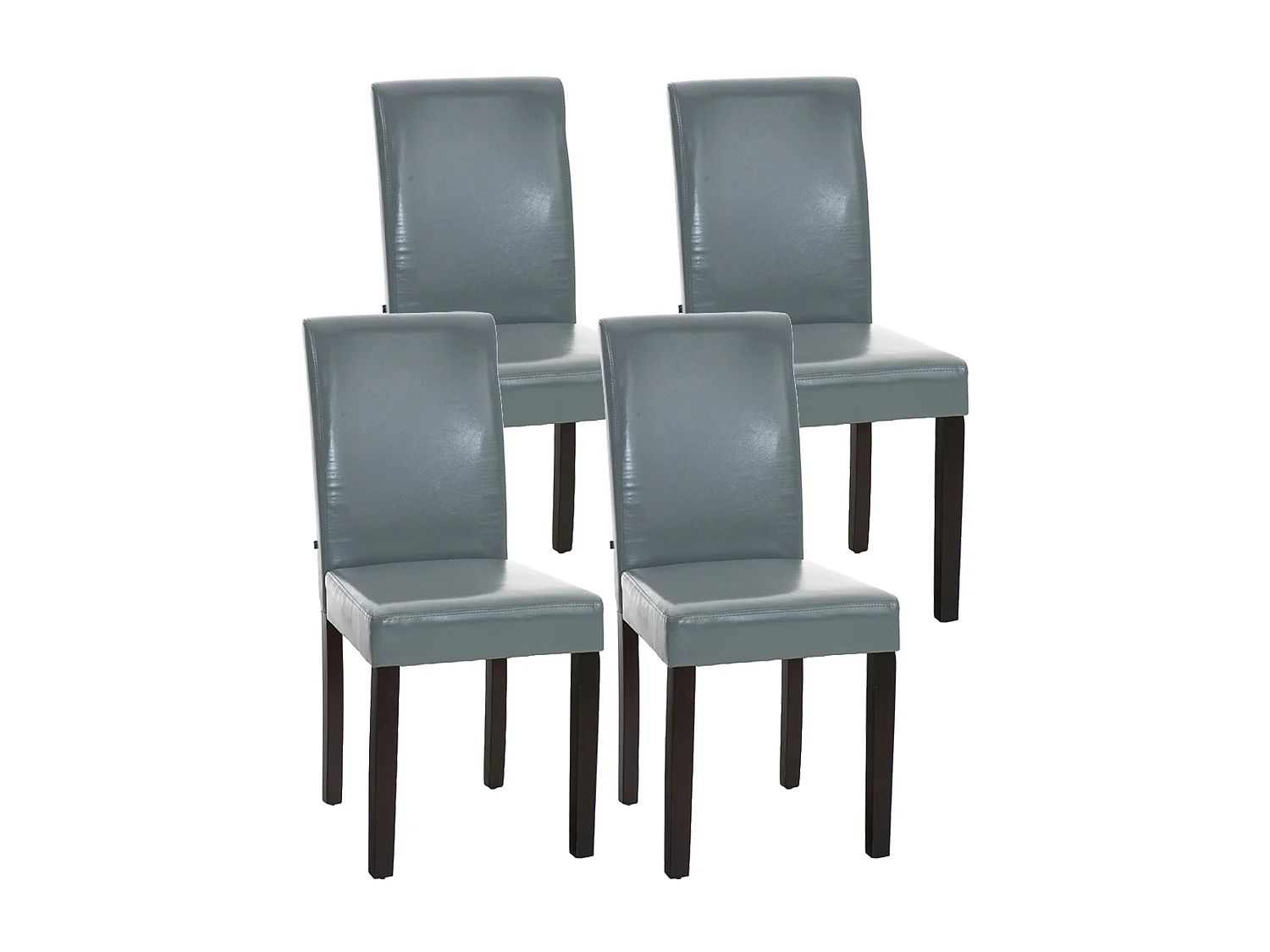 Lot de 4  chaise salle à manger - Similicuir & Marron foncé - Gris - Ina