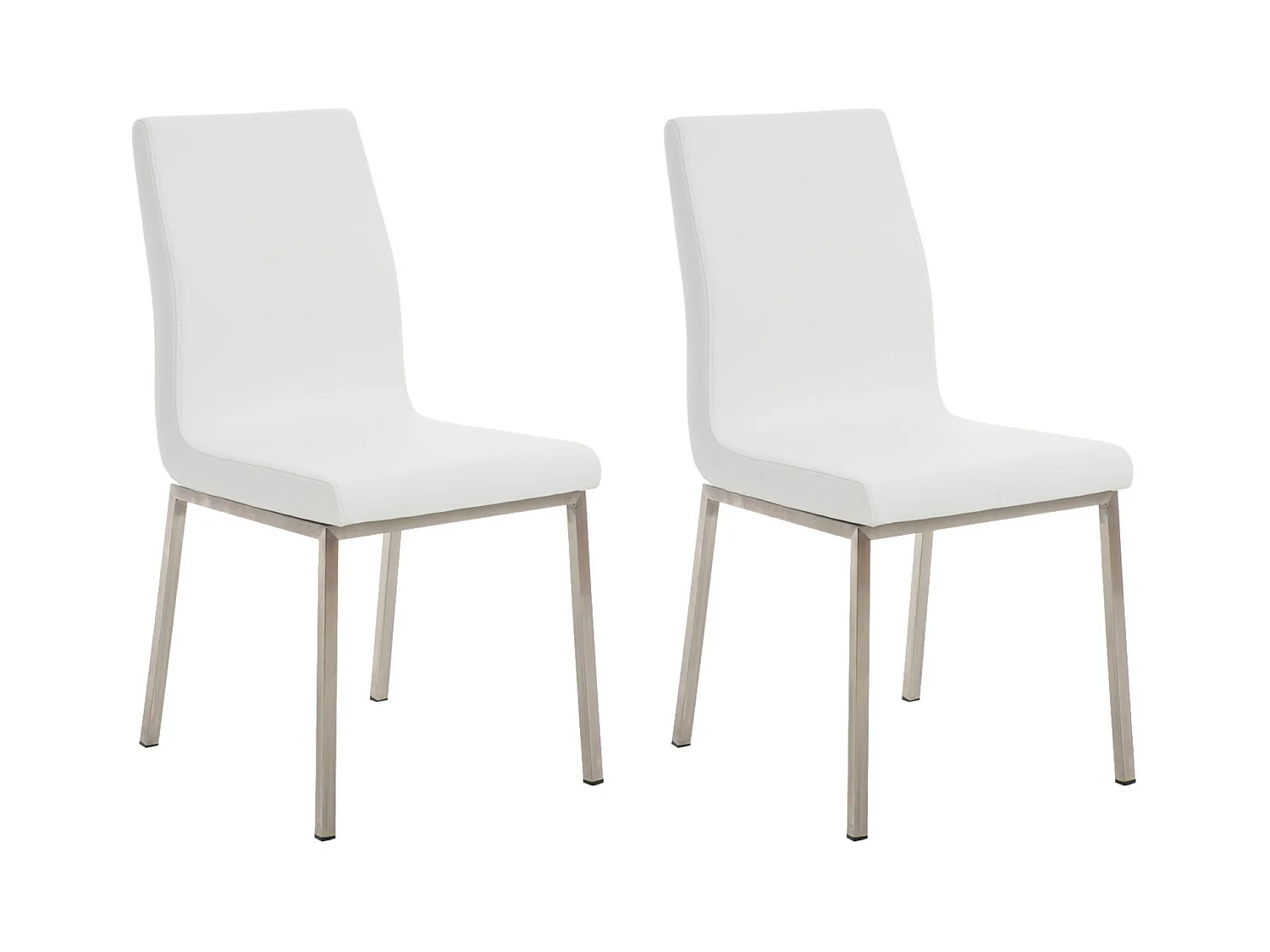 Lot de 2  chaise salle à manger - Similicuir - Blanc - Colmar