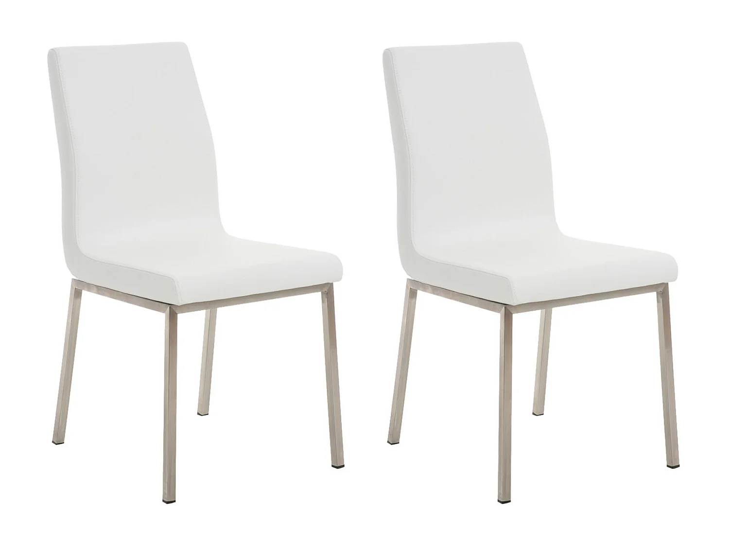 Lot de 2  chaise salle à manger - Similicuir - Blanc - Colmar