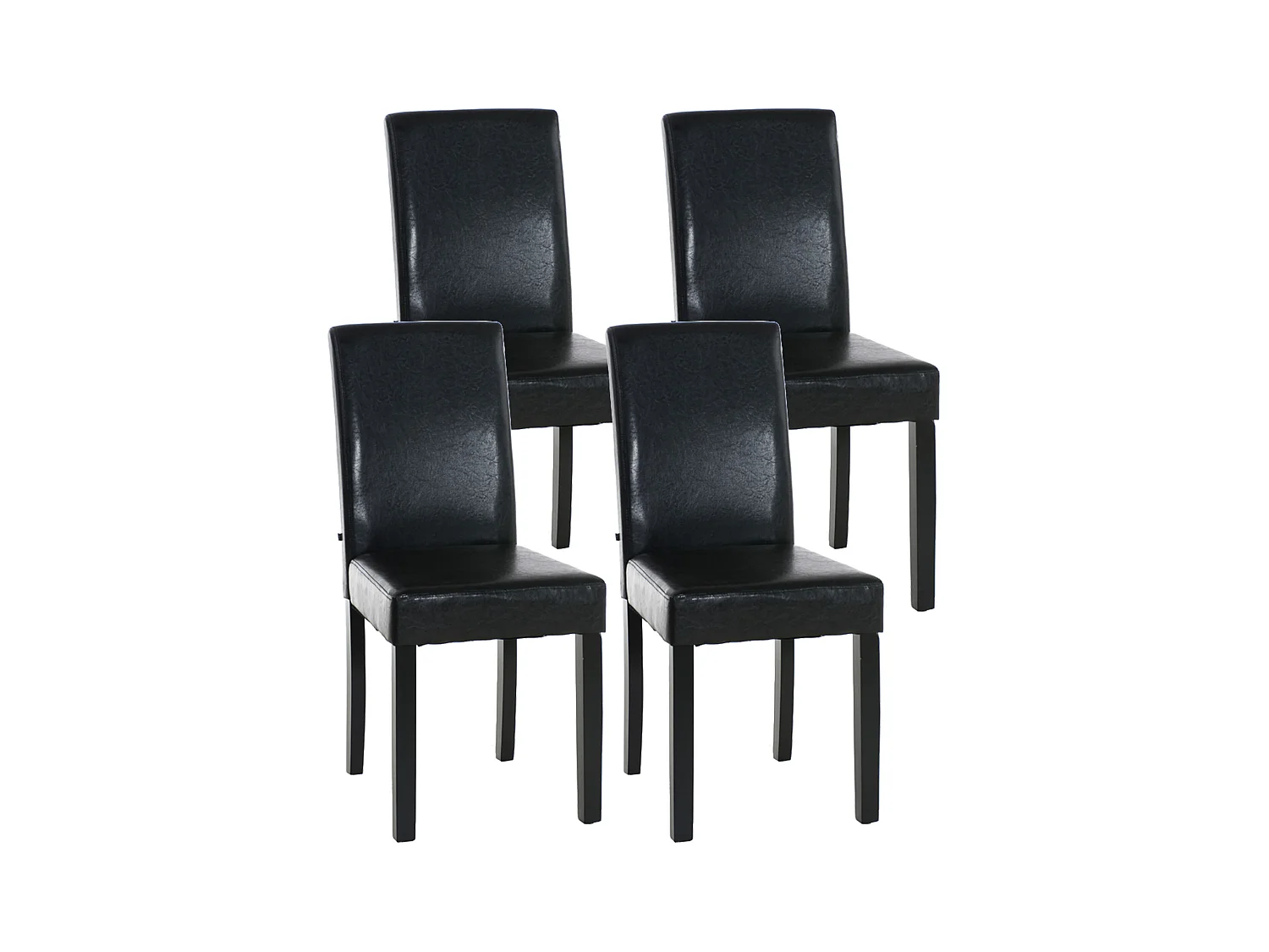 Lot de 4  chaise salle à manger - Similicuir & Noir - Marron - Ina