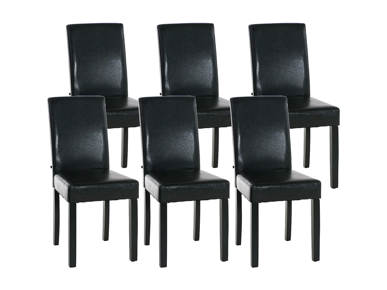 Lot de 6  chaise salle à manger - Similicuir & Noir - Marron - Ina