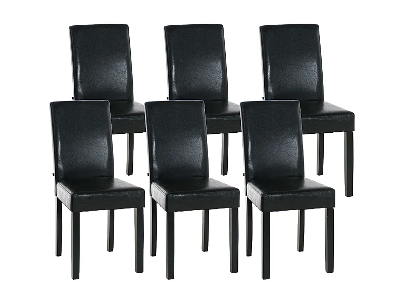 Lot de 6  chaise salle à manger - Similicuir & Noir - Marron - Ina