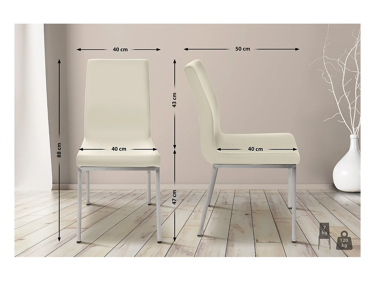 chaise salle à manger - Similicuir - Crème - Colmar