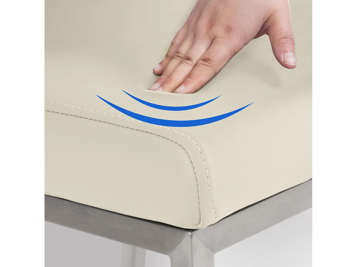 chaise salle à manger - Similicuir & Acier inoxydable - Crème - Colmar