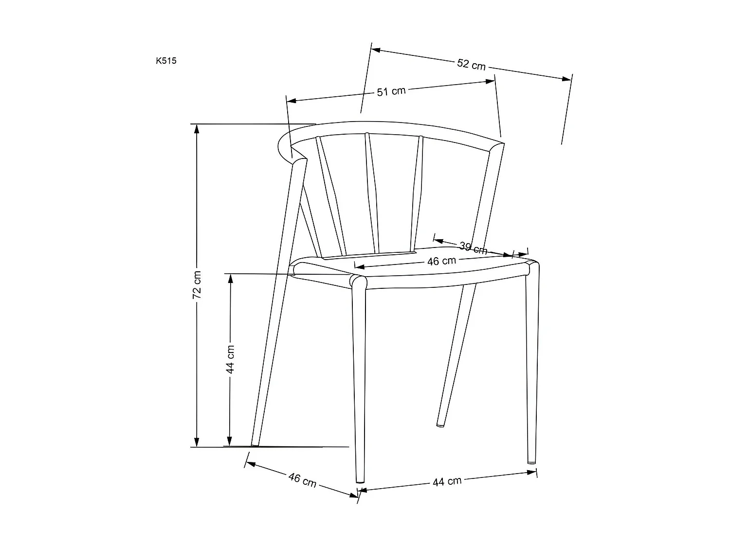 Chaise K515/Métall/Beige&Noir