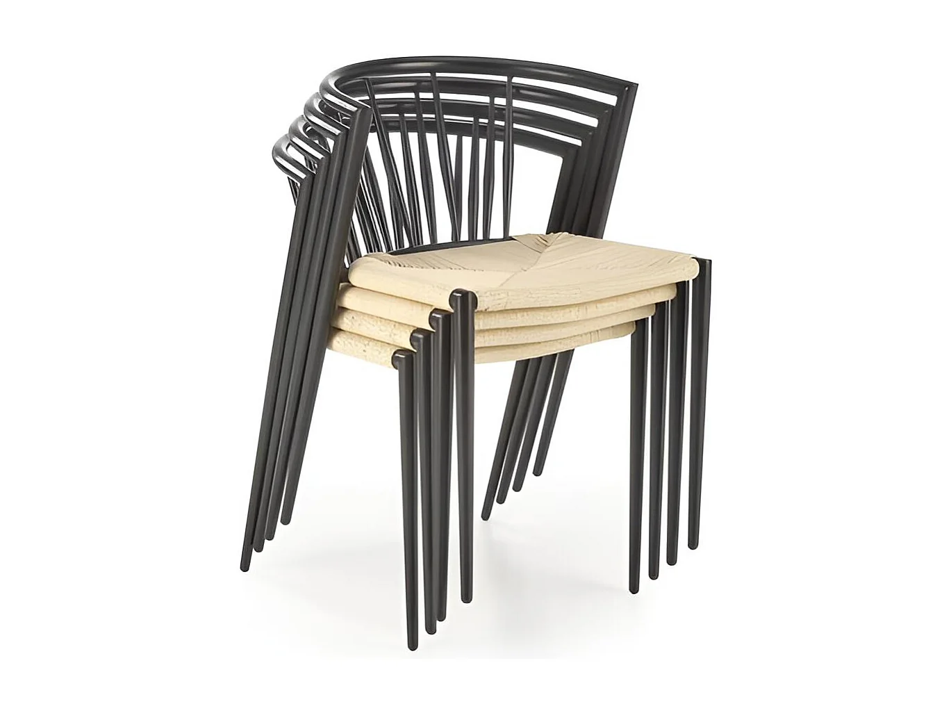 Chaise K515/Métall/Beige&Noir