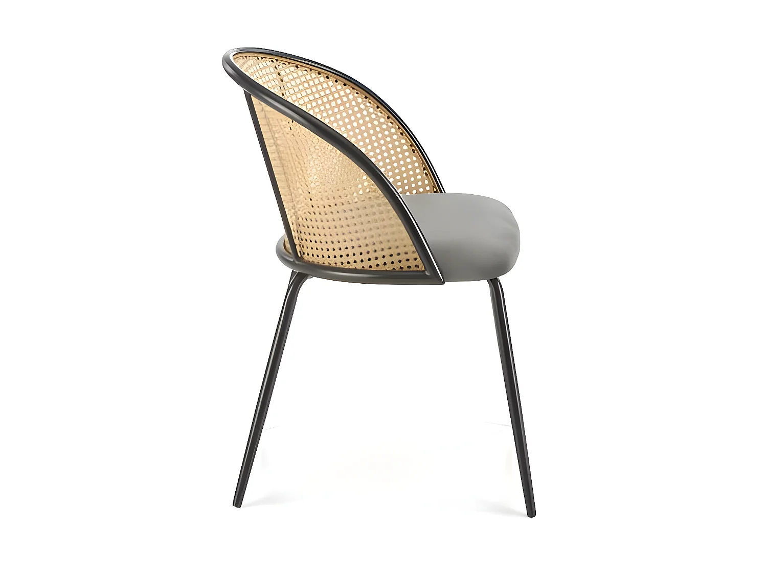 Chaise K508/Tissu&Rotin/Gris