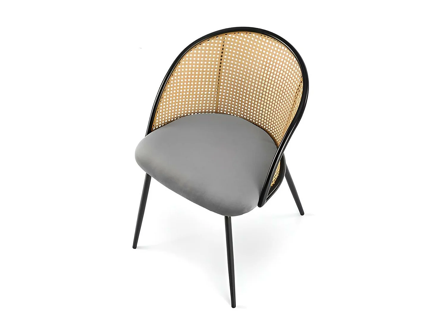 Chaise K508/Tissu&Rotin/Gris