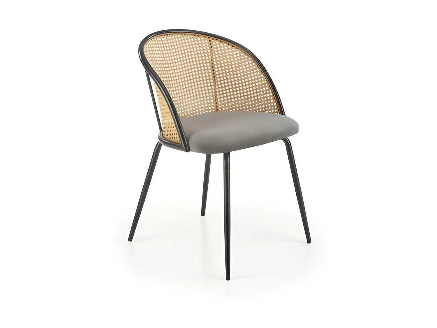 Chaise K508/Tissu&Rotin/Gris