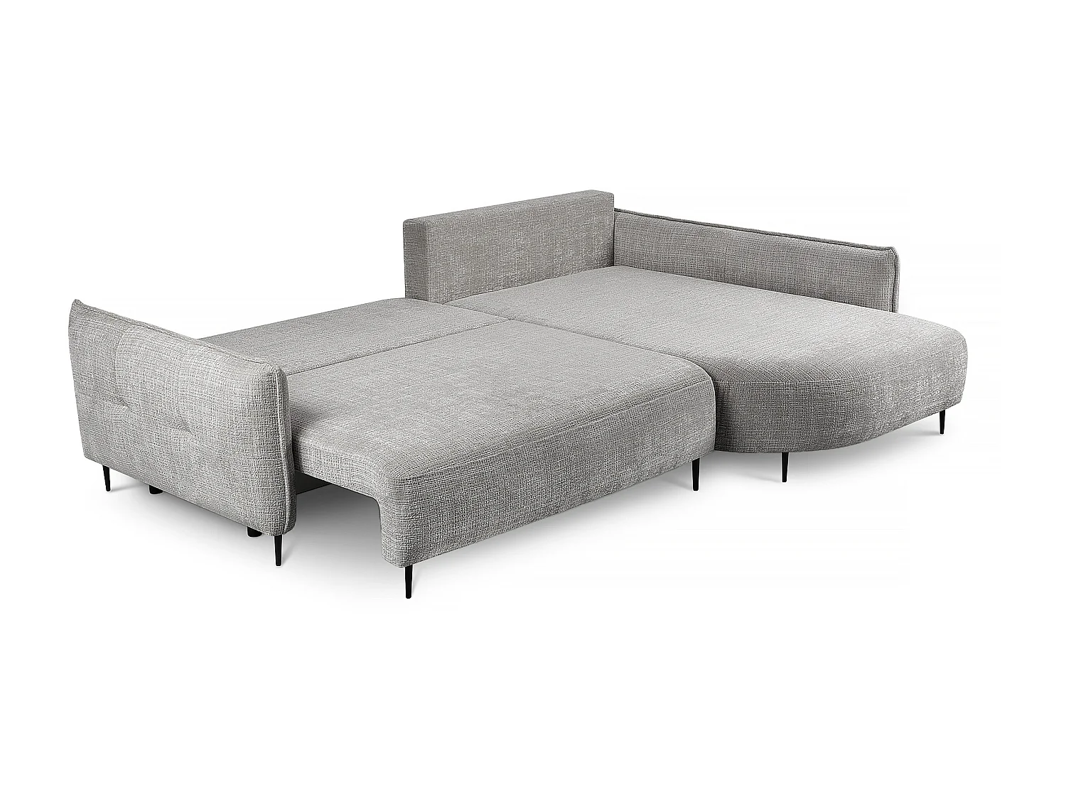 Canapé d'angle - avec fonction de couchage en forme de L avec coffre - gris chenille - côté droit - OBLIVIO