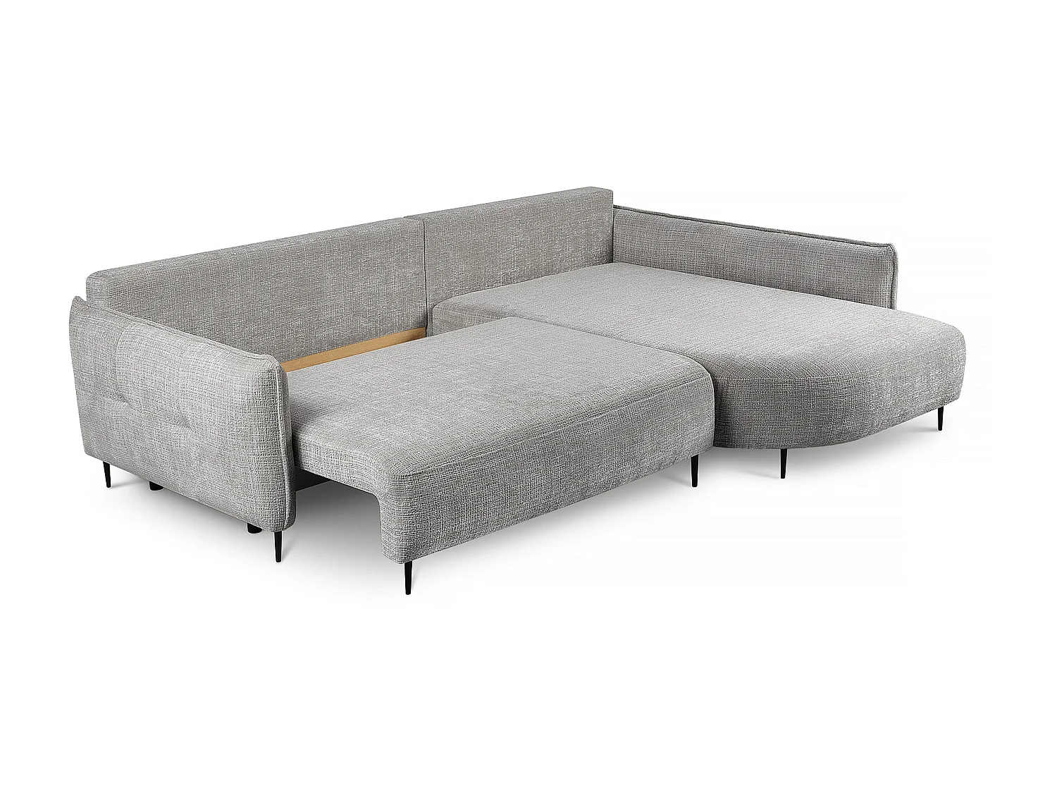 Canapé d'angle - avec fonction de couchage en forme de L avec coffre - gris chenille - côté droit - OBLIVIO