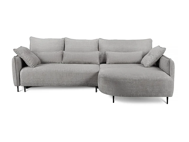 Canapé d'angle - avec fonction de couchage en forme de L avec coffre - gris chenille - côté droit - OBLIVIO