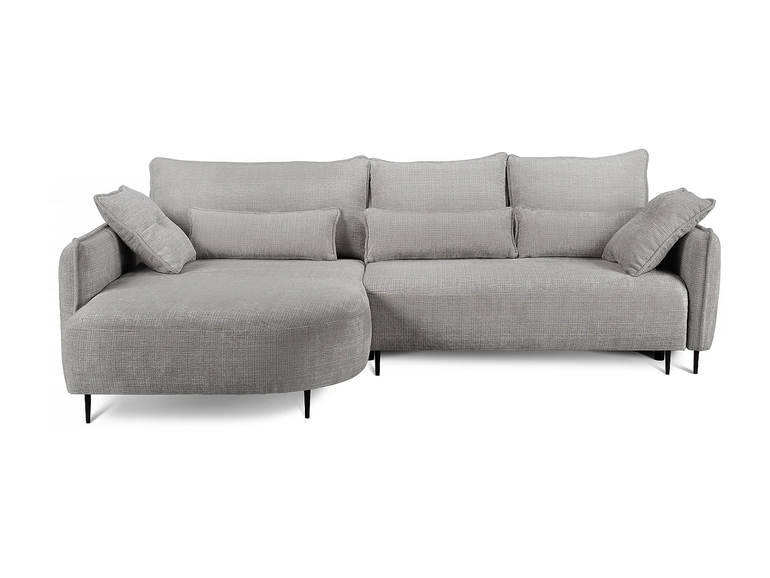 Canapé d'angle - avec fonction de couchage en forme de L avec coffre - gris chenille - côté gauche - OBLIVIO