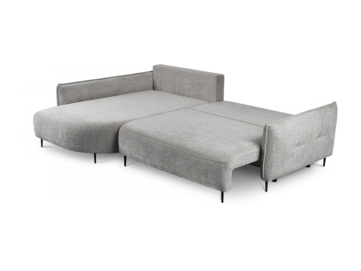 Canapé d'angle - avec fonction de couchage en forme de L avec coffre - gris chenille - côté gauche - OBLIVIO