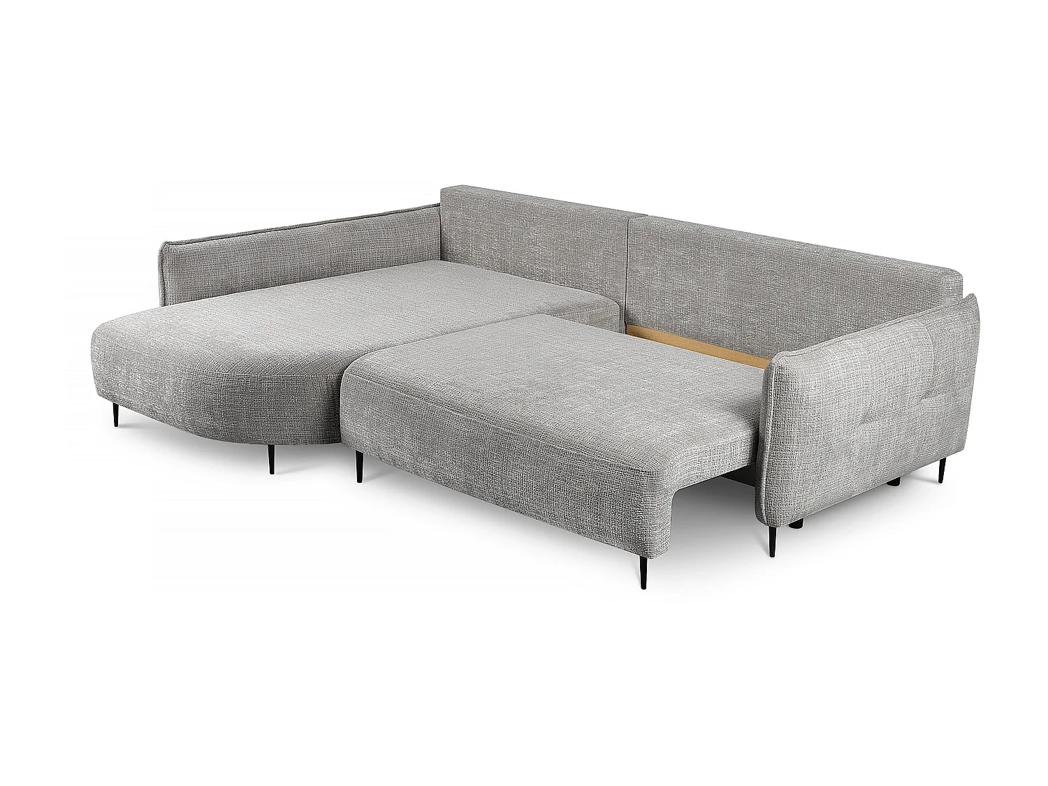 Canapé d'angle - avec fonction de couchage en forme de L avec coffre - gris chenille - côté gauche - OBLIVIO