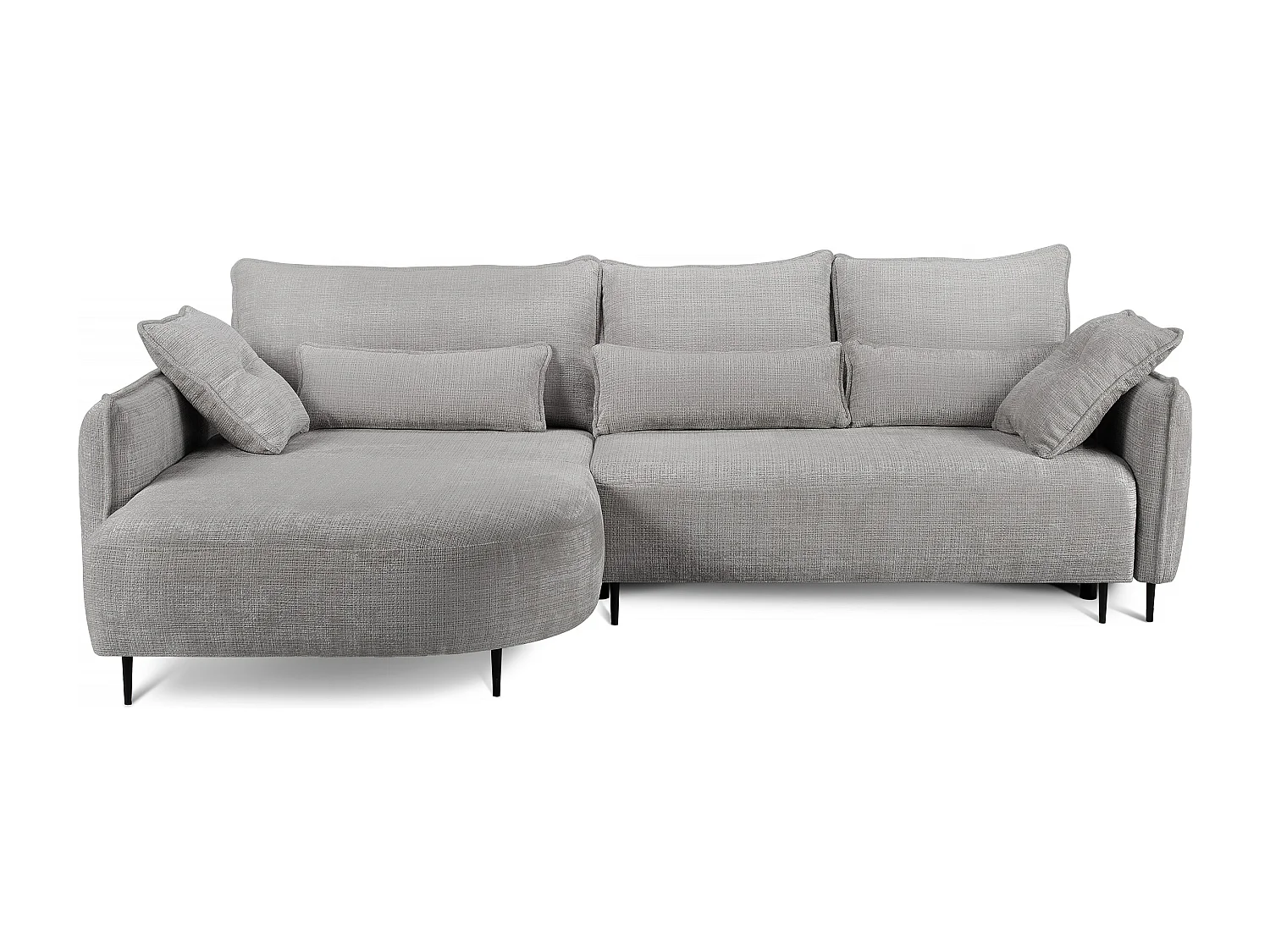 Canapé d'angle - avec fonction de couchage en forme de L avec coffre - gris chenille - côté gauche - OBLIVIO