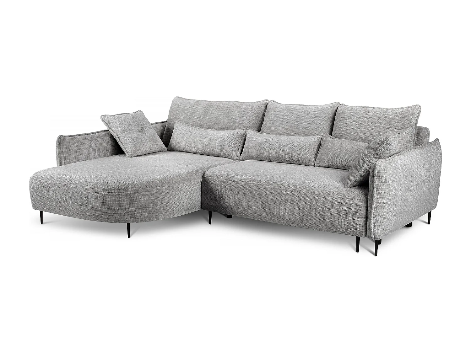 Canapé d'angle - avec fonction de couchage en forme de L avec coffre - gris chenille - côté gauche - OBLIVIO