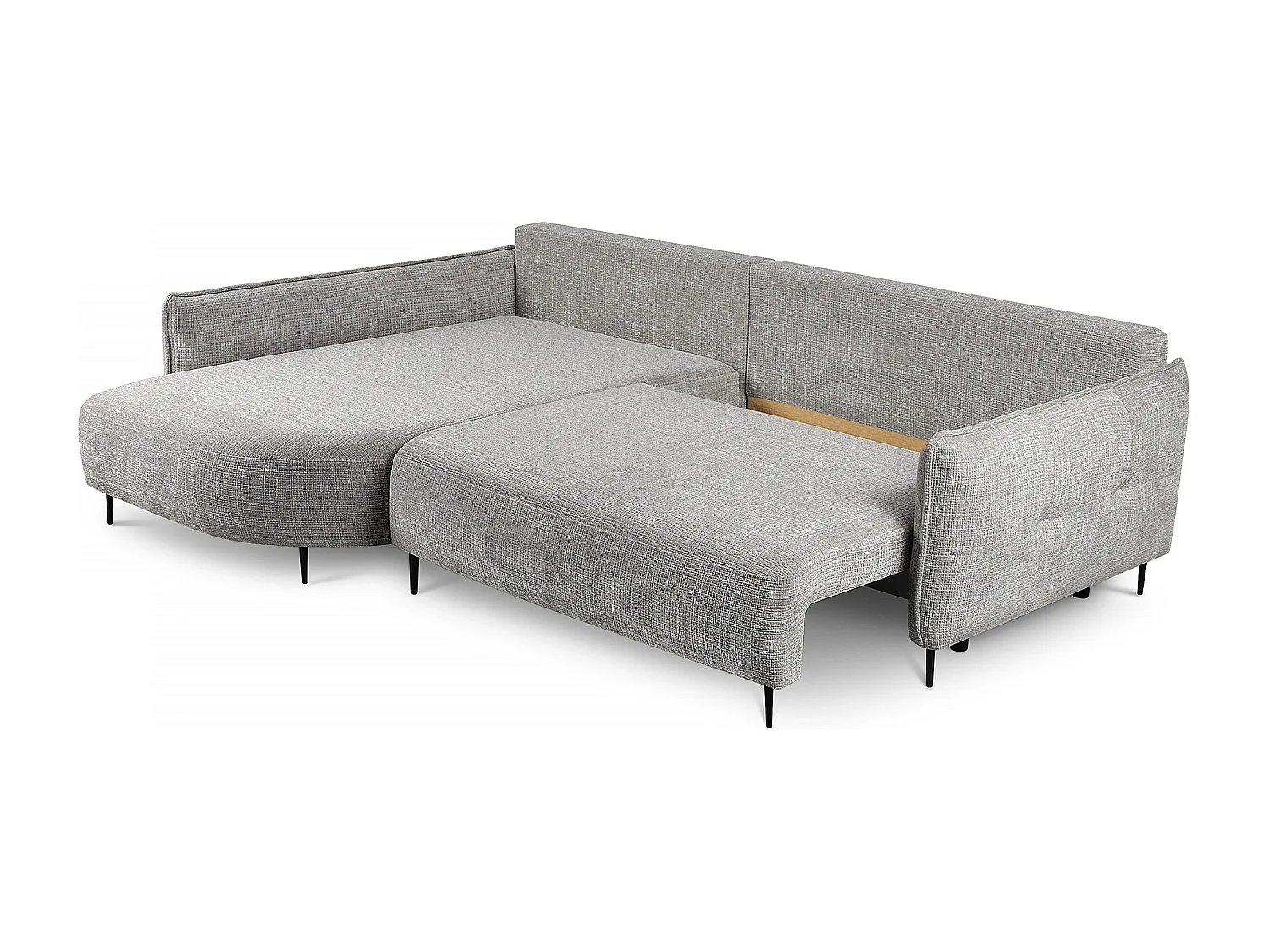 Canapé d'angle - avec fonction de couchage en forme de L avec coffre - gris chenille - côté gauche - OBLIVIO