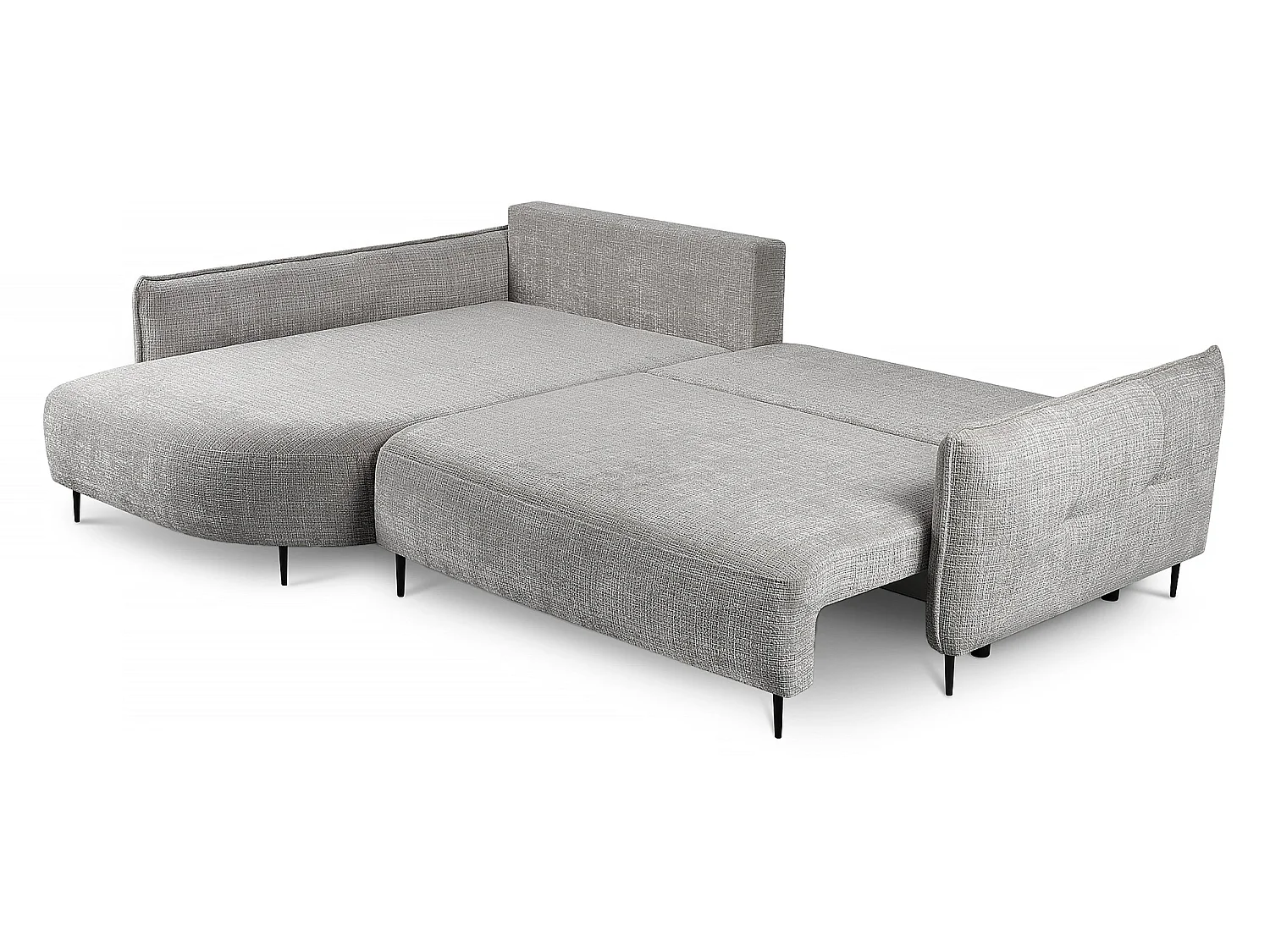 Canapé d'angle convertible 4 places avec coffre en tissu gris