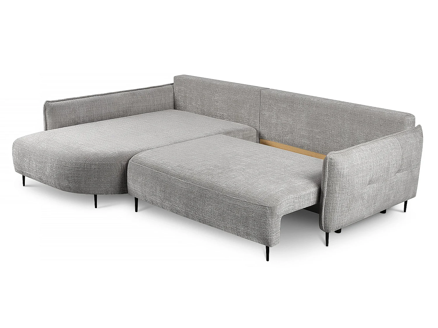 Canapé d'angle convertible 4 places avec coffre en tissu gris