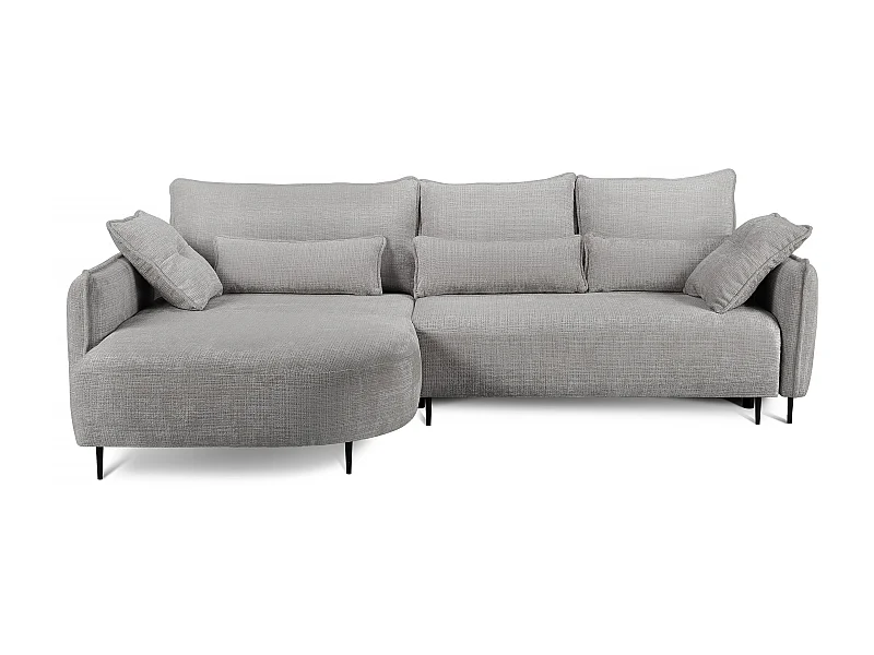 Canapé d'angle - avec fonction de couchage en forme de L avec coffre - gris chenille - côté gauche - OBLIVIO