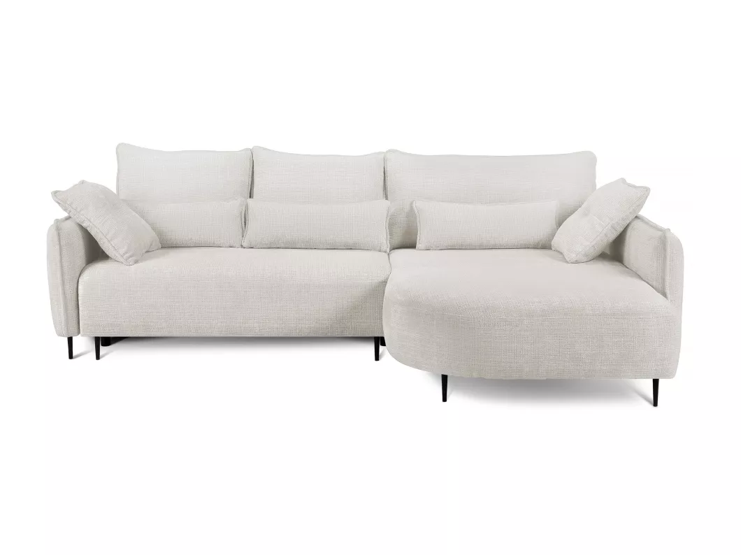 Kauf Unique Ecksofa mit Schlaffunktion - Bettkasten - Chenille-Bezug Creme - Ottomane rechts - OBLIVIO