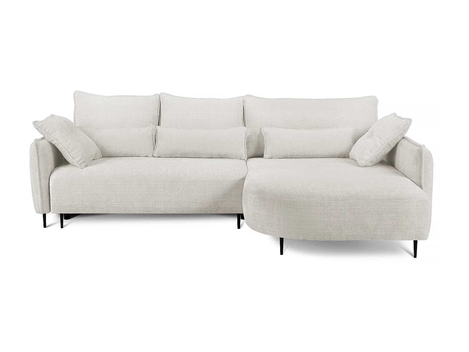 Canapé d'angle - avec fonction de couchage en forme de L avec coffre - crème chenille - côté droit - OBLIVIO