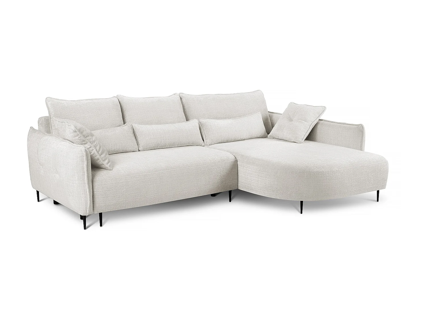 Canapé d'angle - avec fonction de couchage en forme de L avec coffre - crème chenille - côté droit - OBLIVIO