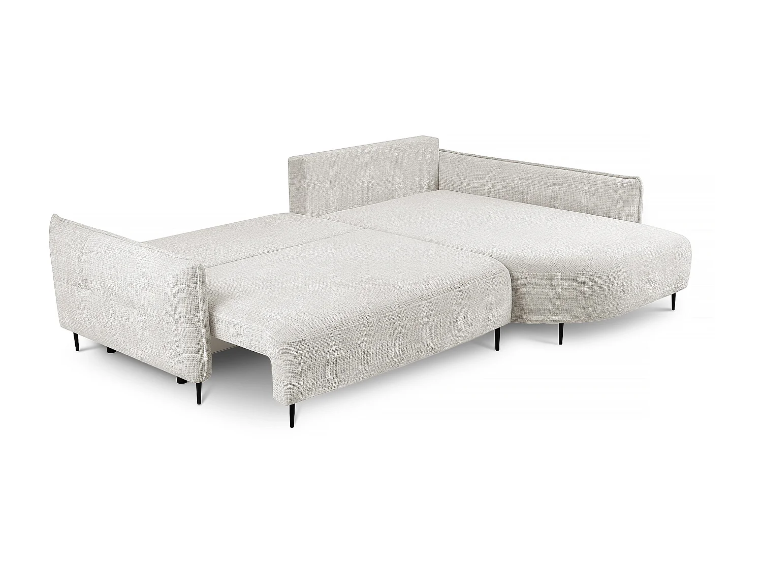 Canapé d'angle - avec fonction de couchage en forme de L avec coffre - crème chenille - côté droit - OBLIVIO