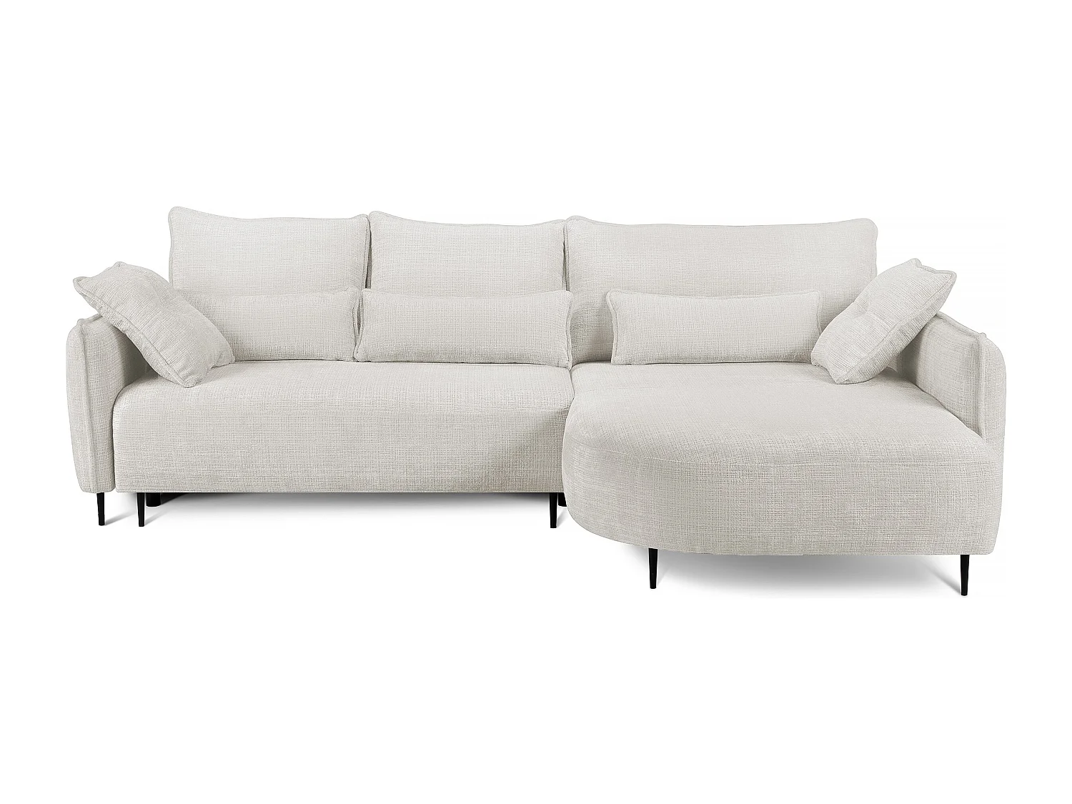 Canapé d'angle - avec fonction de couchage en forme de L avec coffre - crème chenille - côté droit - OBLIVIO