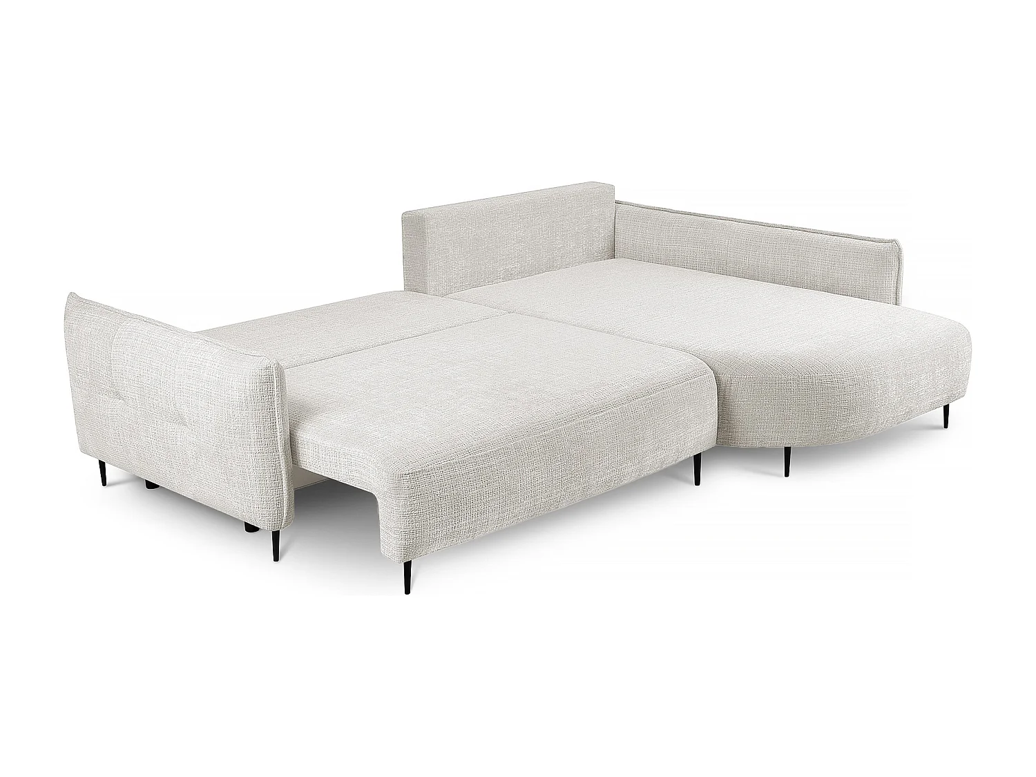 Canapé d'angle - avec fonction de couchage en forme de L avec coffre - crème chenille - côté droit - OBLIVIO