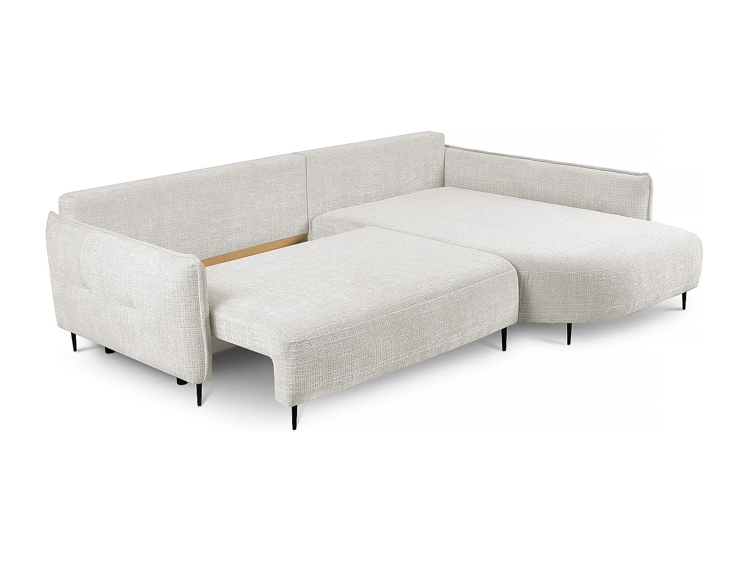 Canapé d'angle - avec fonction de couchage en forme de L avec coffre - crème chenille - côté droit - OBLIVIO