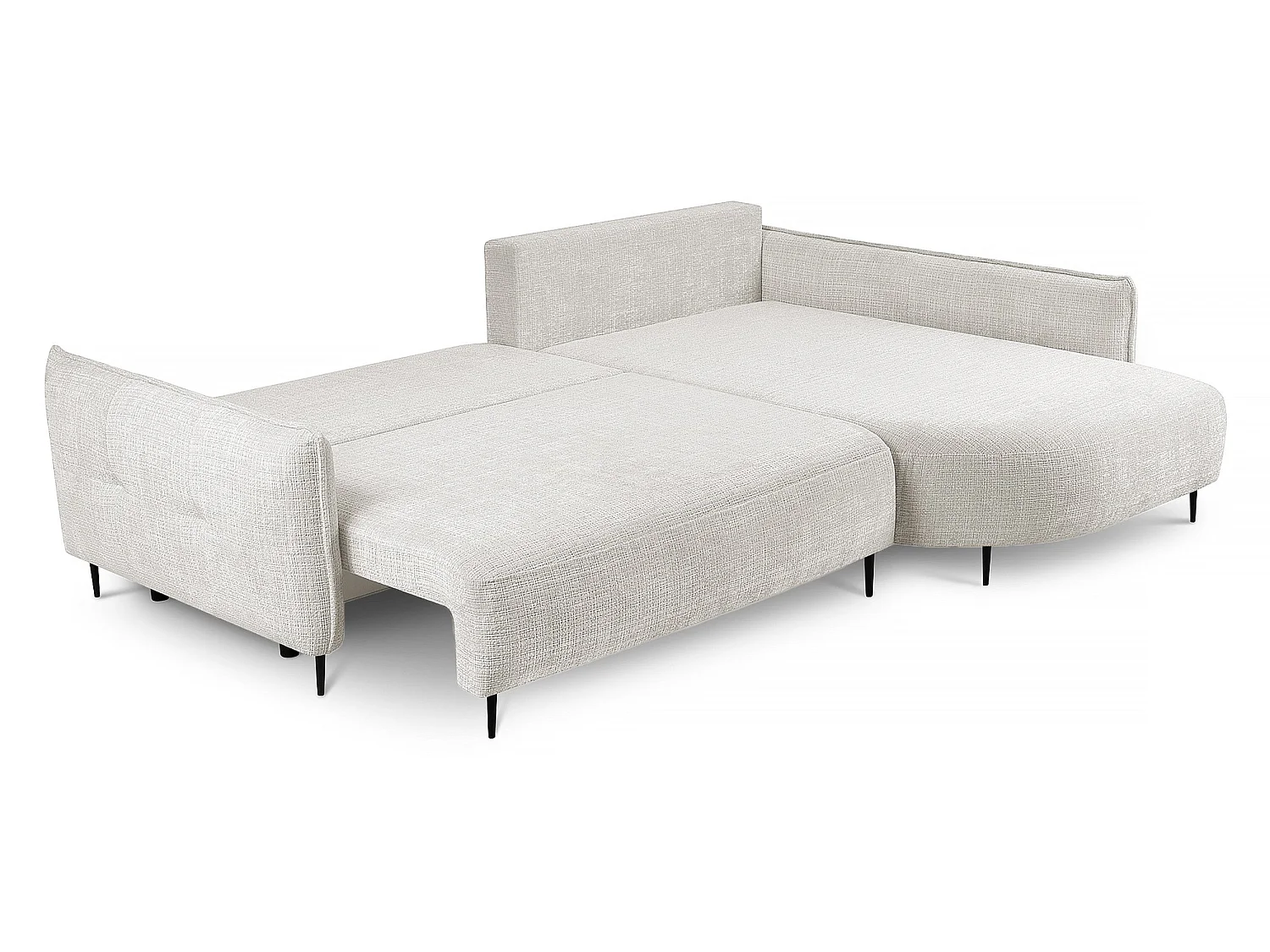 Canapé d'angle convertible 4 places avec coffre en tissu crème