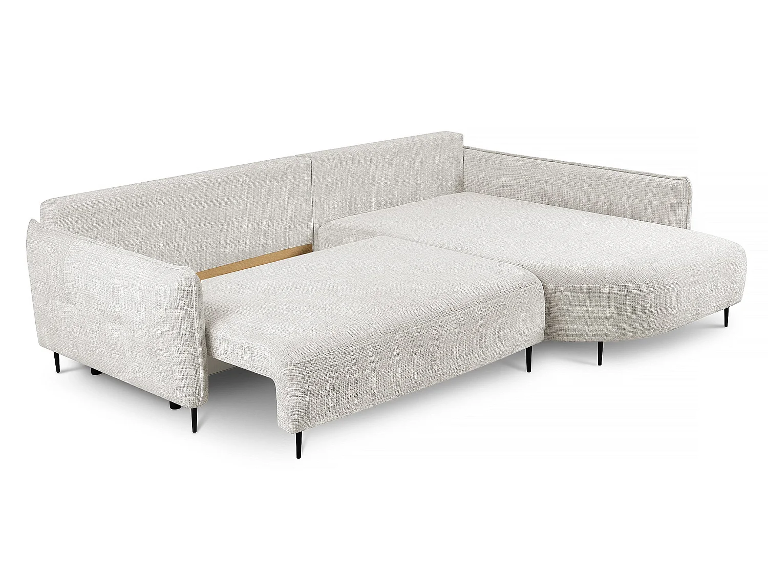Canapé d'angle convertible 4 places avec coffre en tissu crème