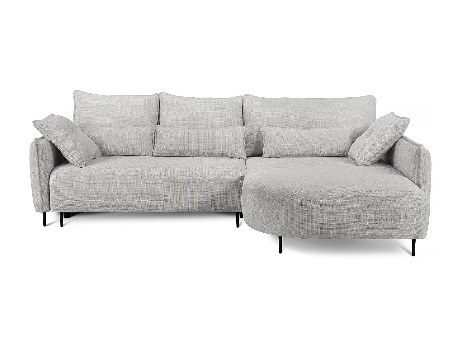 Canapé d'angle - avec fonction de couchage en forme de L avec coffre - gris clair chenille - côté droit - OBLIVIO