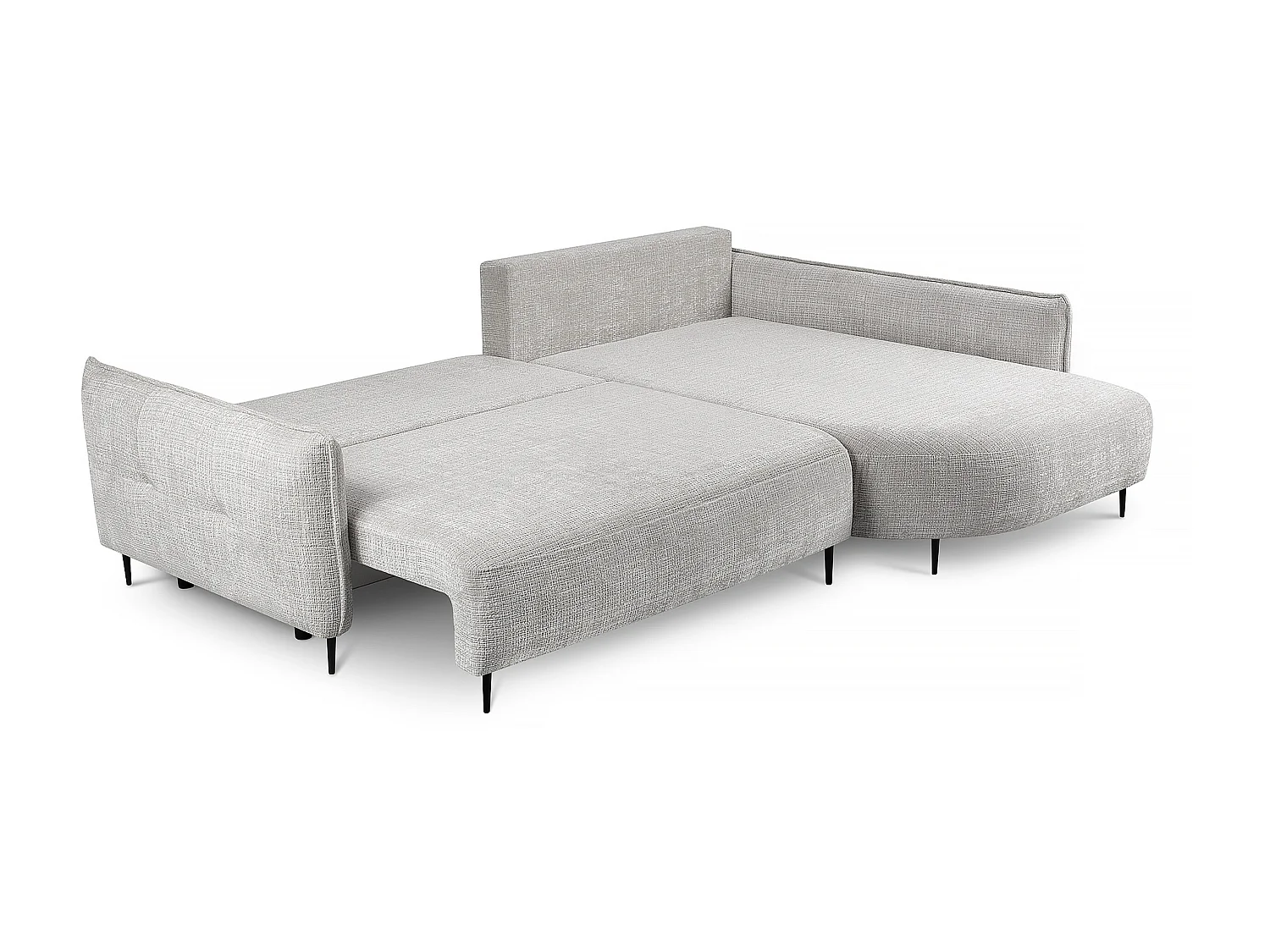 Canapé d'angle - avec fonction de couchage en forme de L avec coffre - gris clair chenille - côté droit - OBLIVIO