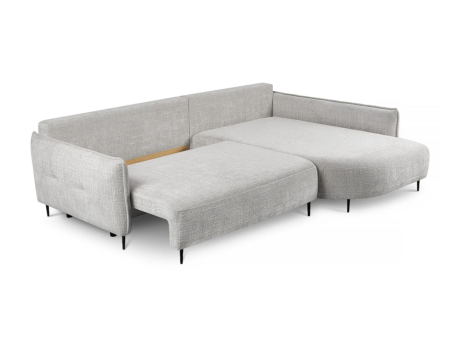 Canapé d'angle - avec fonction de couchage en forme de L avec coffre - gris clair chenille - côté droit - OBLIVIO